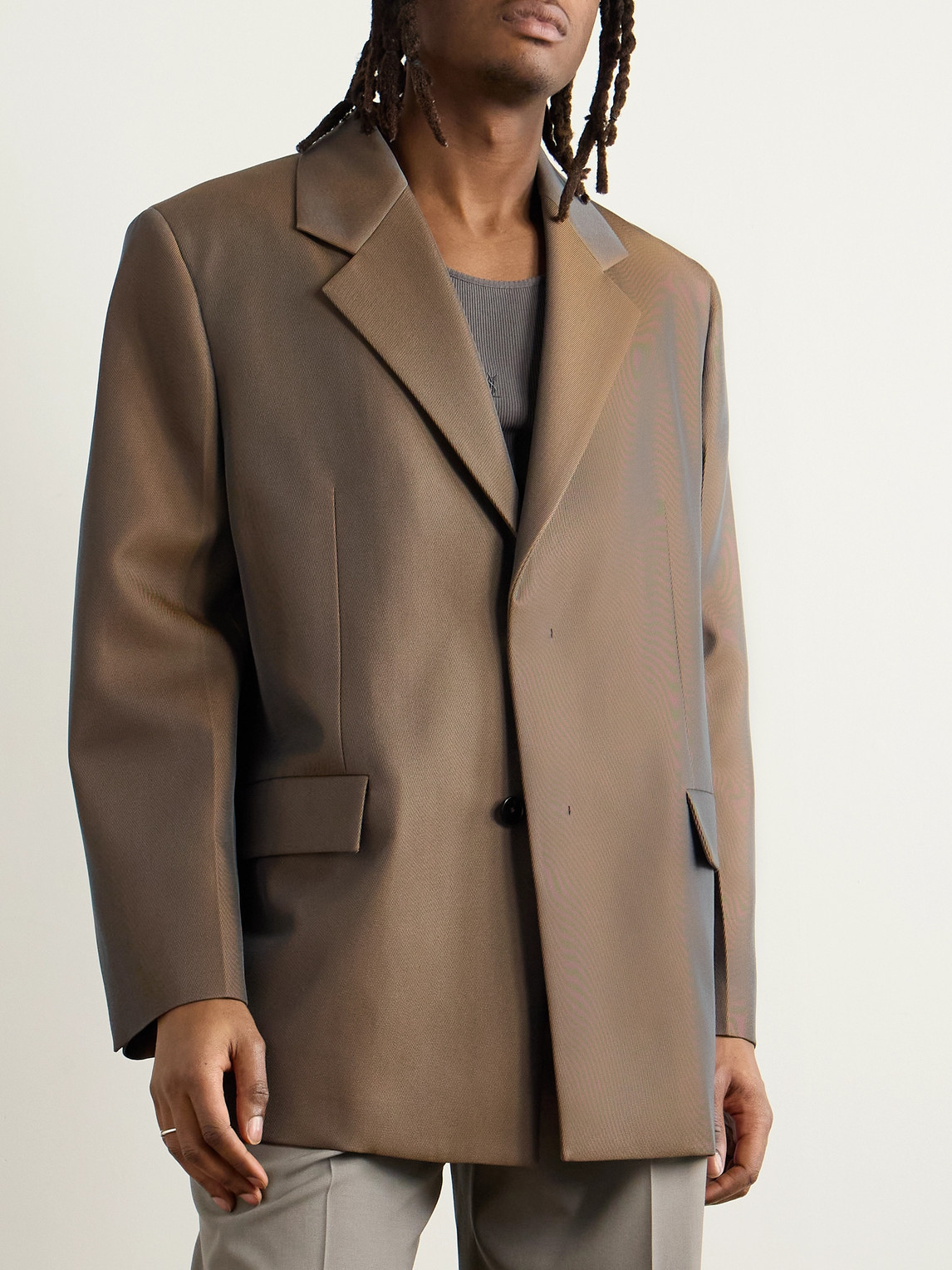 Jil Sander Virgin Wool-blend Drill Blazer In Brown