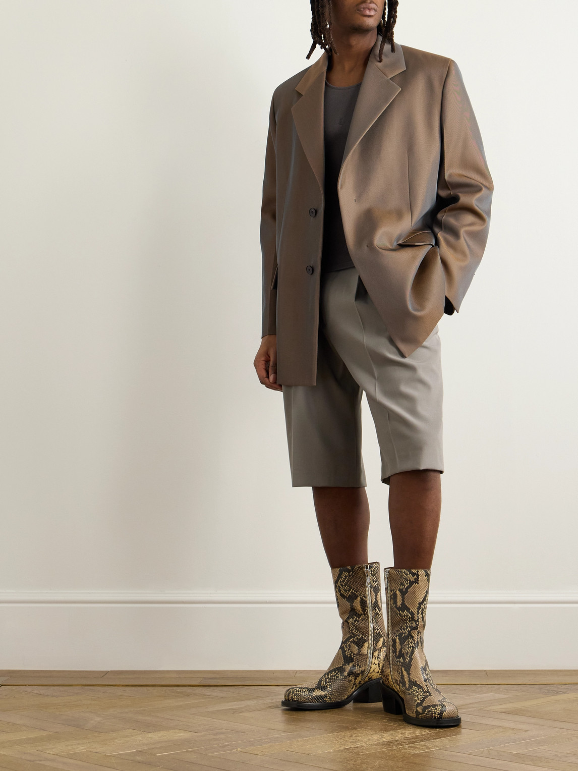 Jil Sander Virgin Wool-blend Drill Blazer In Brown