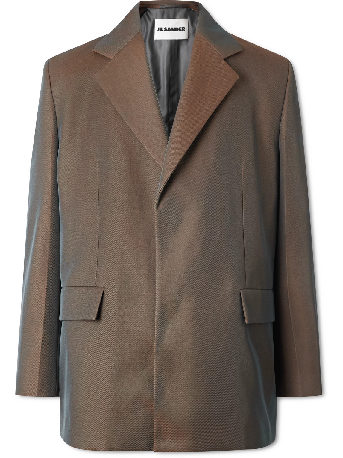 Jil Sander Virgin Wool-blend Drill Blazer In Brown