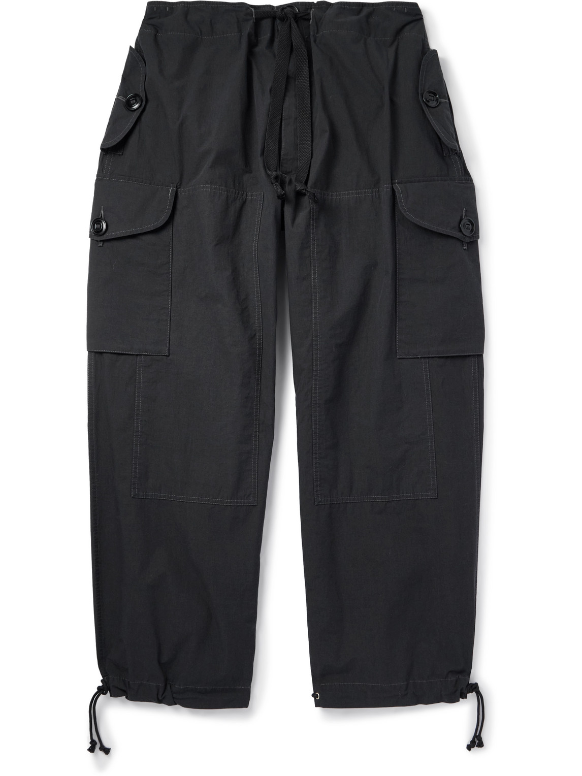 Bootcut Cotton-Blend Drawstring Cargo Trousers