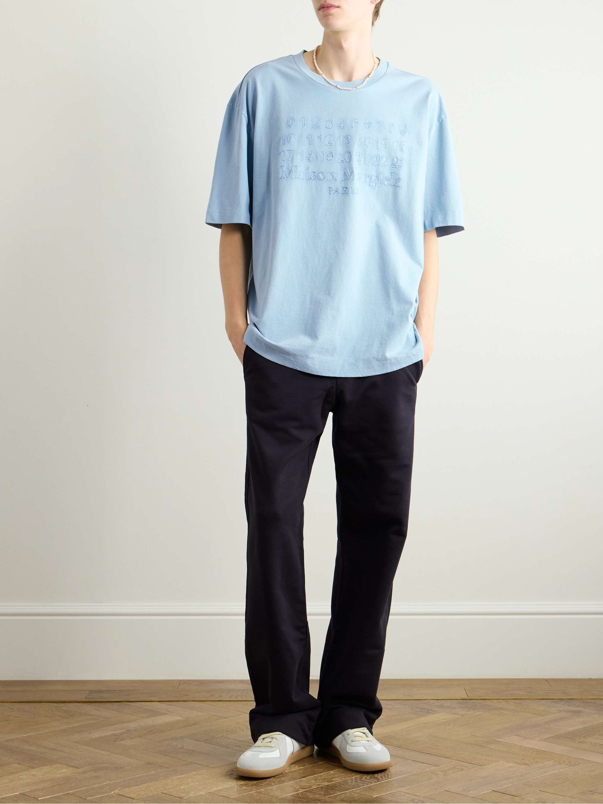MAISON MARGIELA Logo-Embroidered Cotton-Jersey T-Shirt for MAISON MARGIELA Logo-Embroidered Cotton-Jersey T-Shirt for