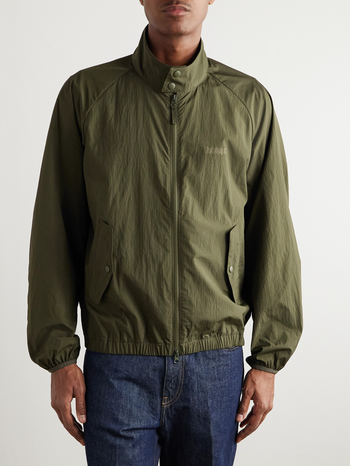 Shop Baracuta G9 Logo-print Shell Harrington Jacket In Green