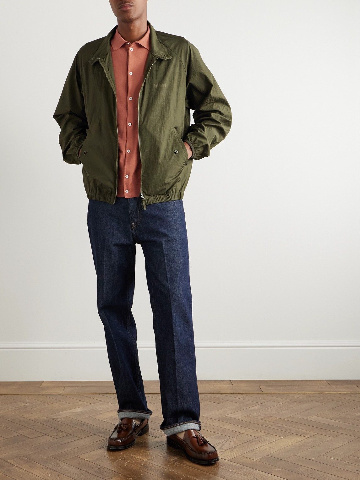 Shop Baracuta G9 Logo-print Shell Harrington Jacket In Green