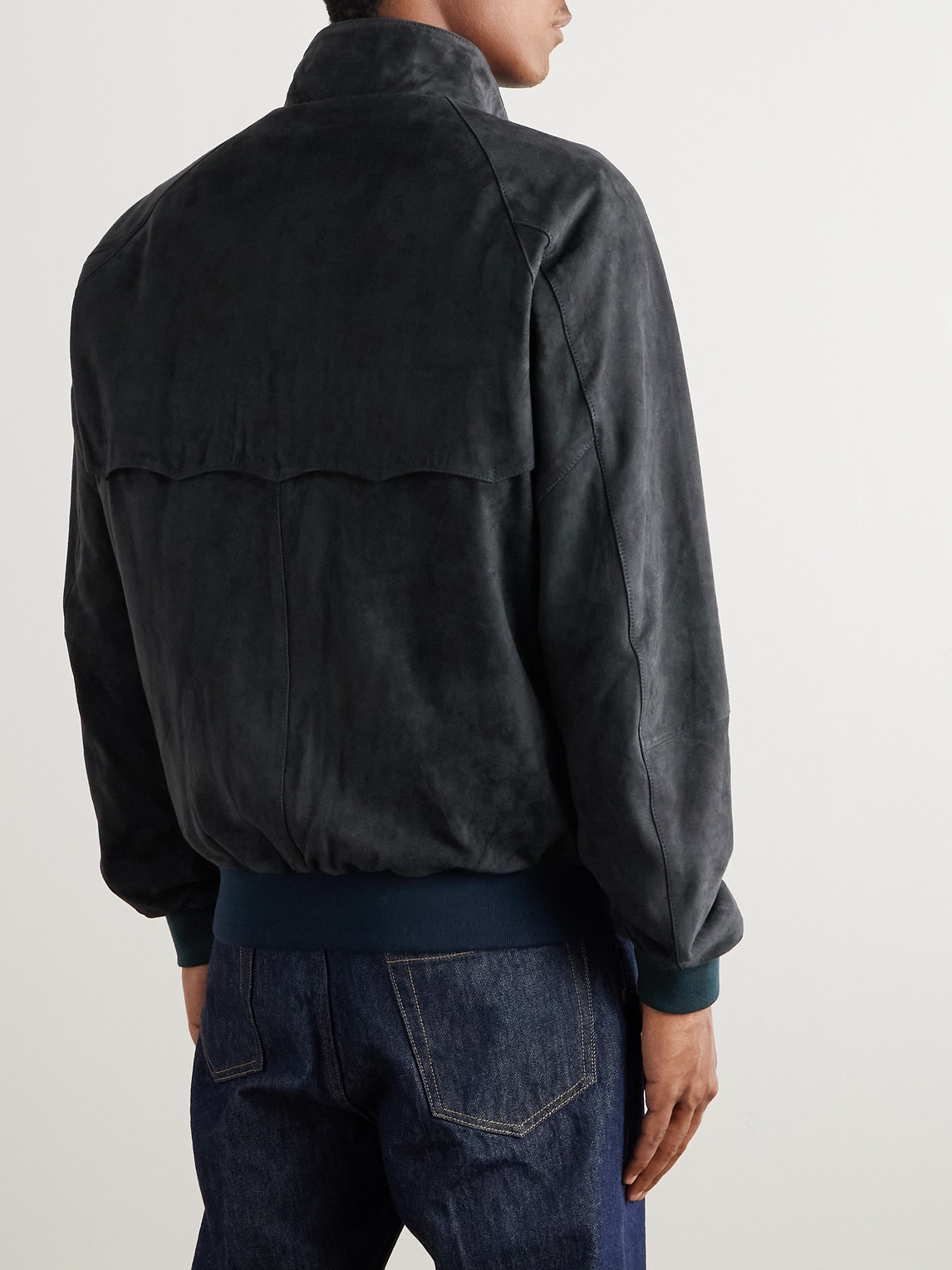 Shop Baracuta G9 Suede Harrington Jacket In Blue