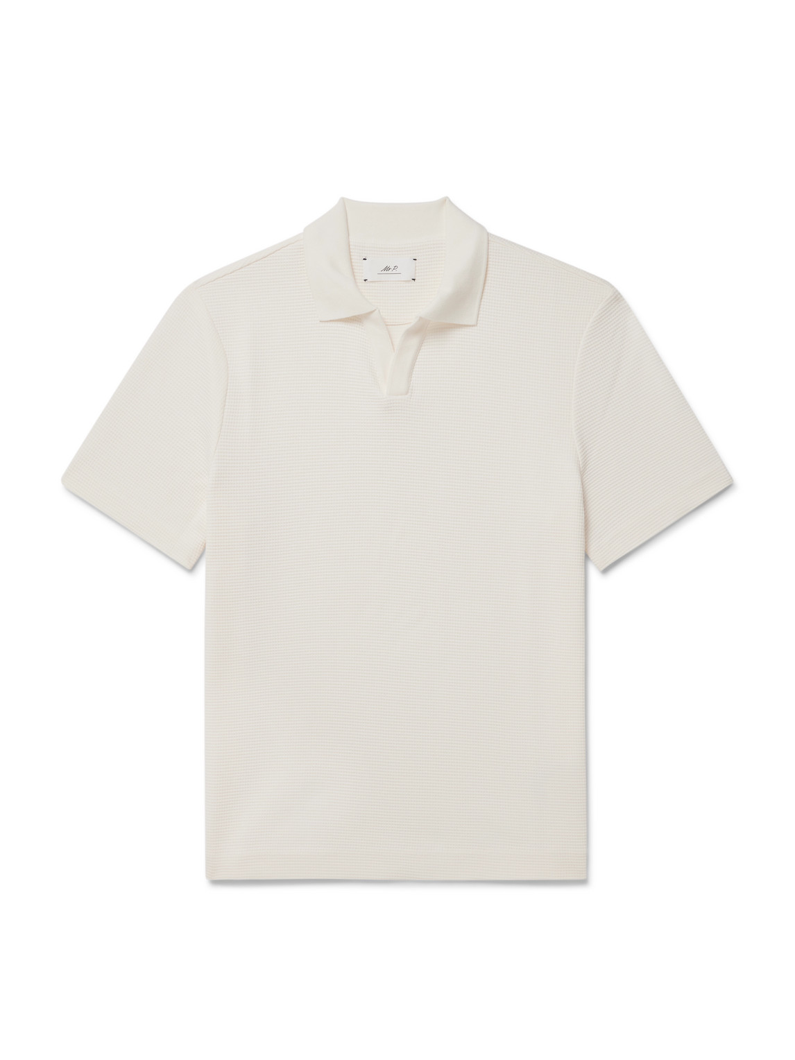 Jonny Open-Collar Waffle-Knit Organic Cotton Polo Shirt