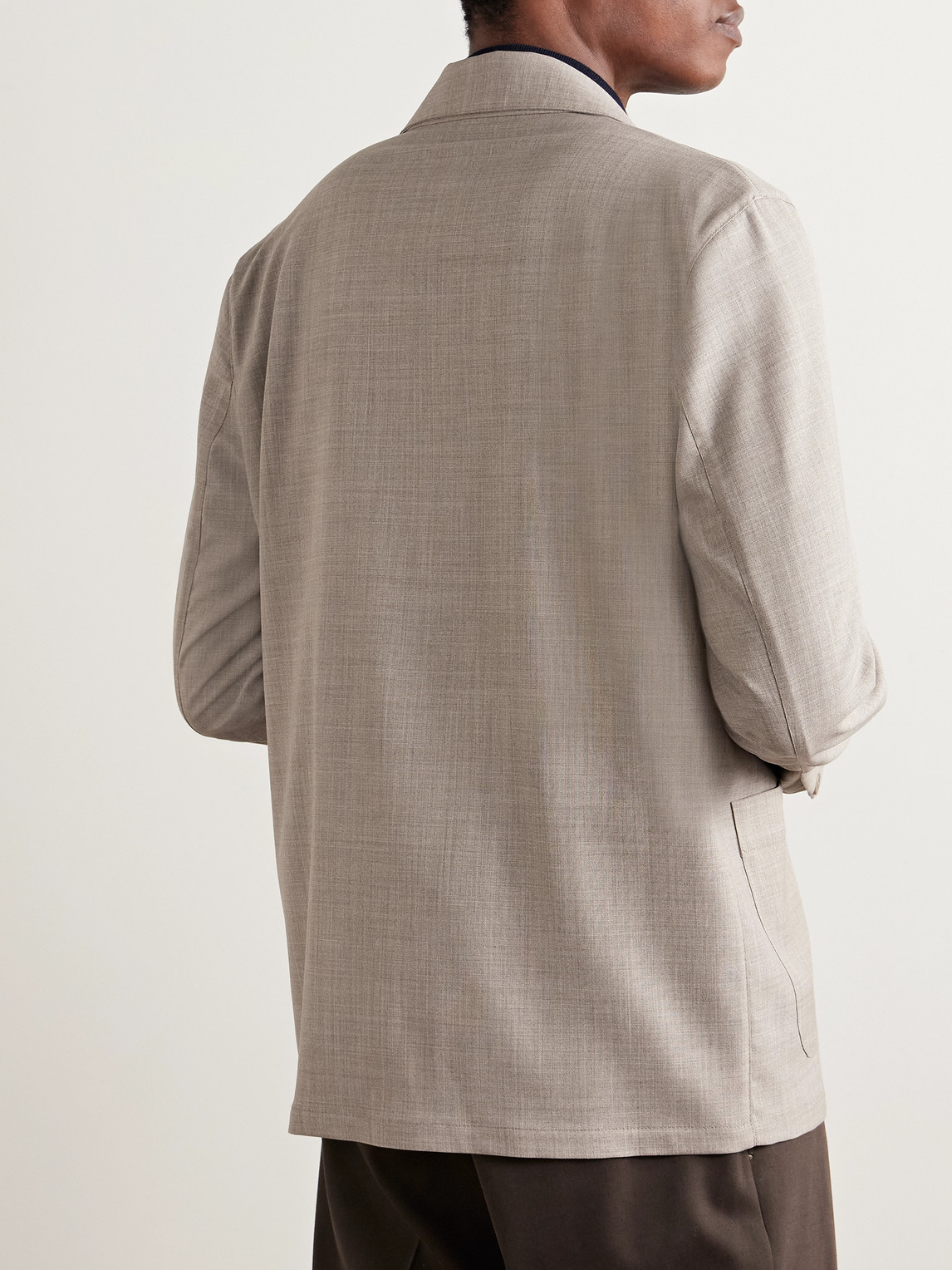 Shop Stòffa Unstructured Double-breasted Wool Suit Jacket In Brown