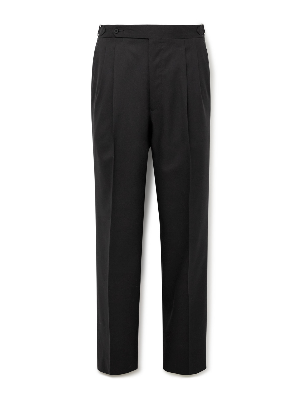 Straight-Leg Pleated Wool Trousers