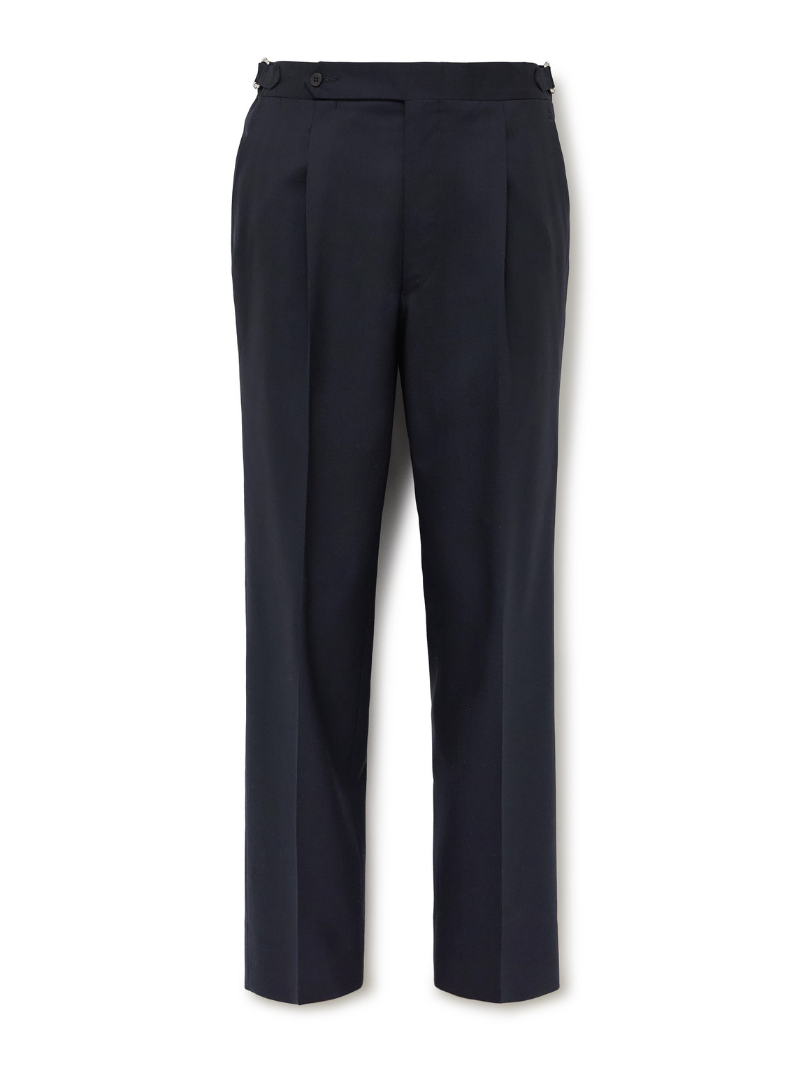 Straight-Leg Pleated Wool Suit Trousers