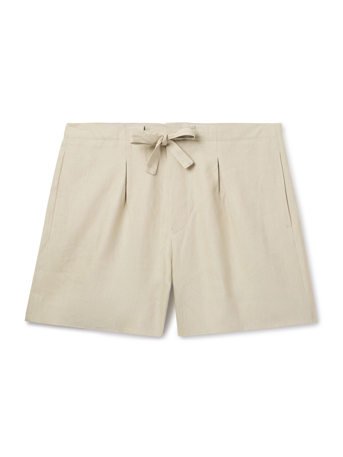 Straight-Leg Linen Drawstring Shorts