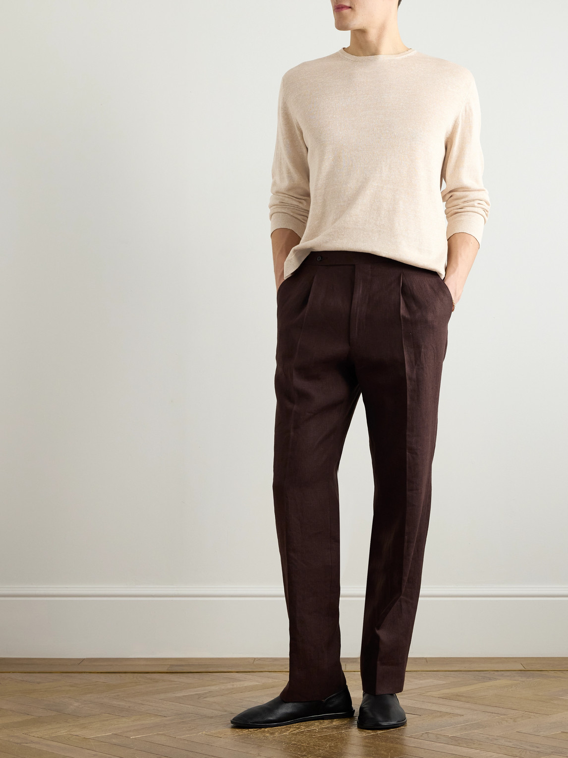 Stòffa Linen And Cotton-blend Sweater In Neutrals