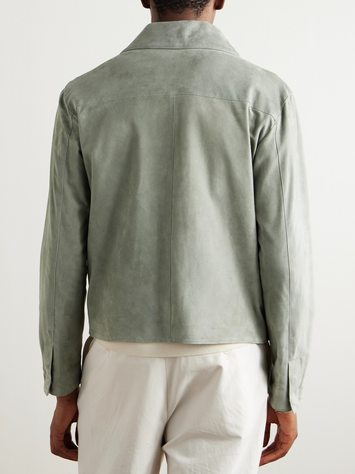 Shop Stòffa Suede Bomber Jacket In Green