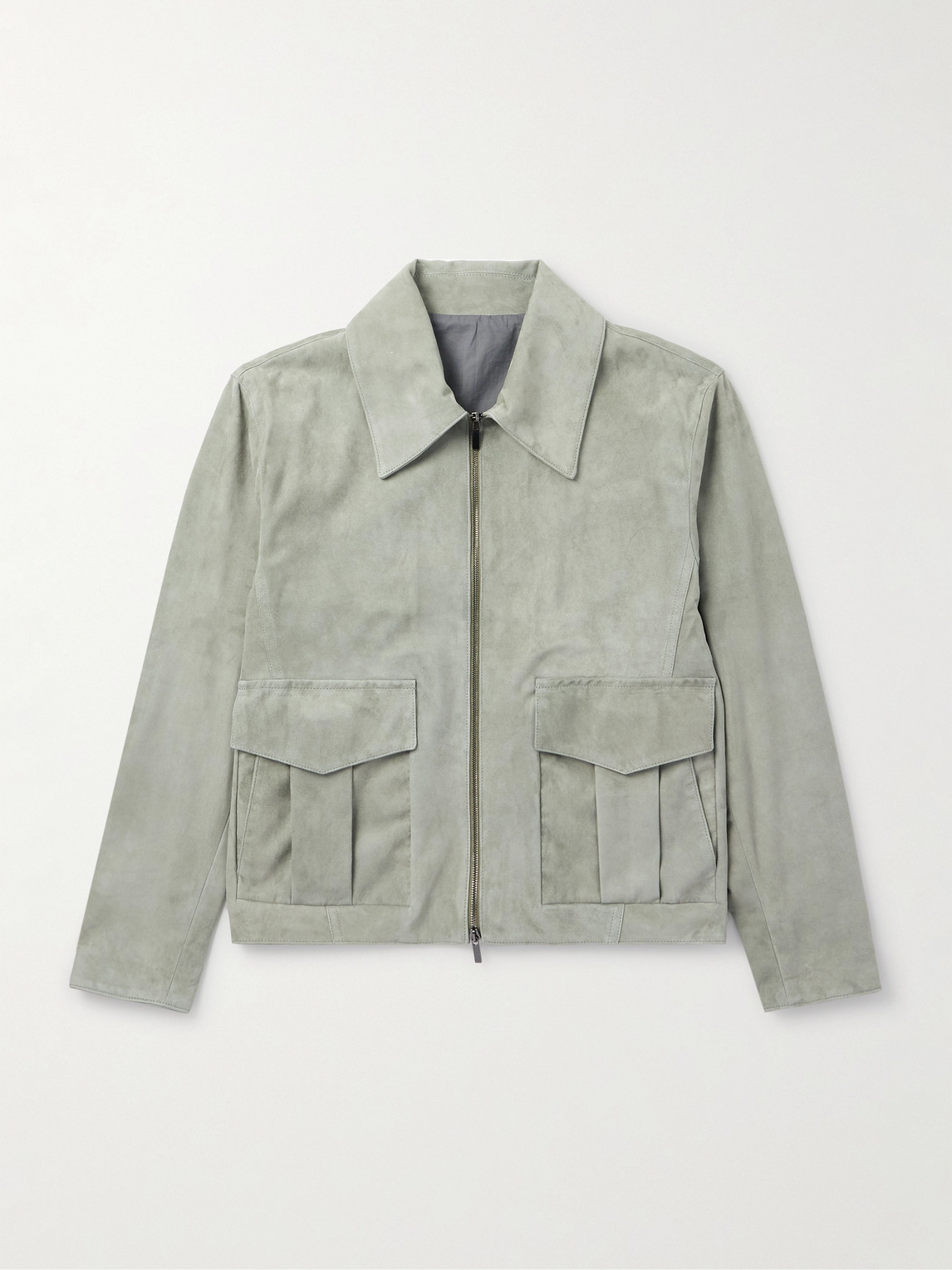 Stòffa Suede Bomber Jacket In Green