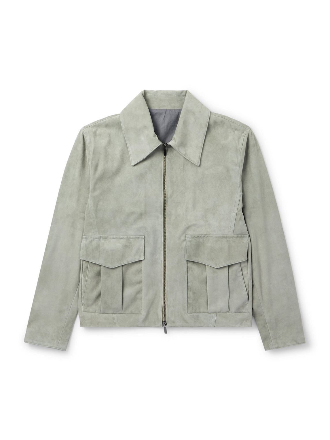 Stòffa Suede Bomber Jacket In Green