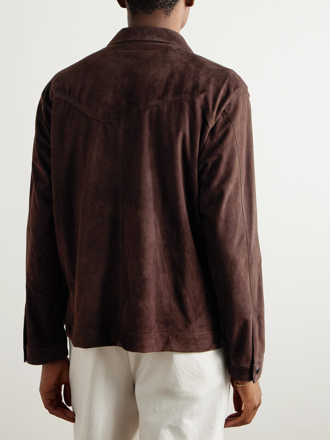 Shop Stòffa Wave Suede Overshirt In Brown