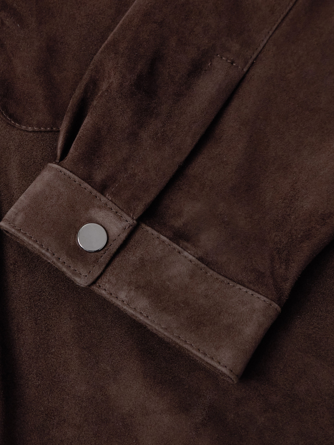 Shop Stòffa Wave Suede Overshirt In Brown