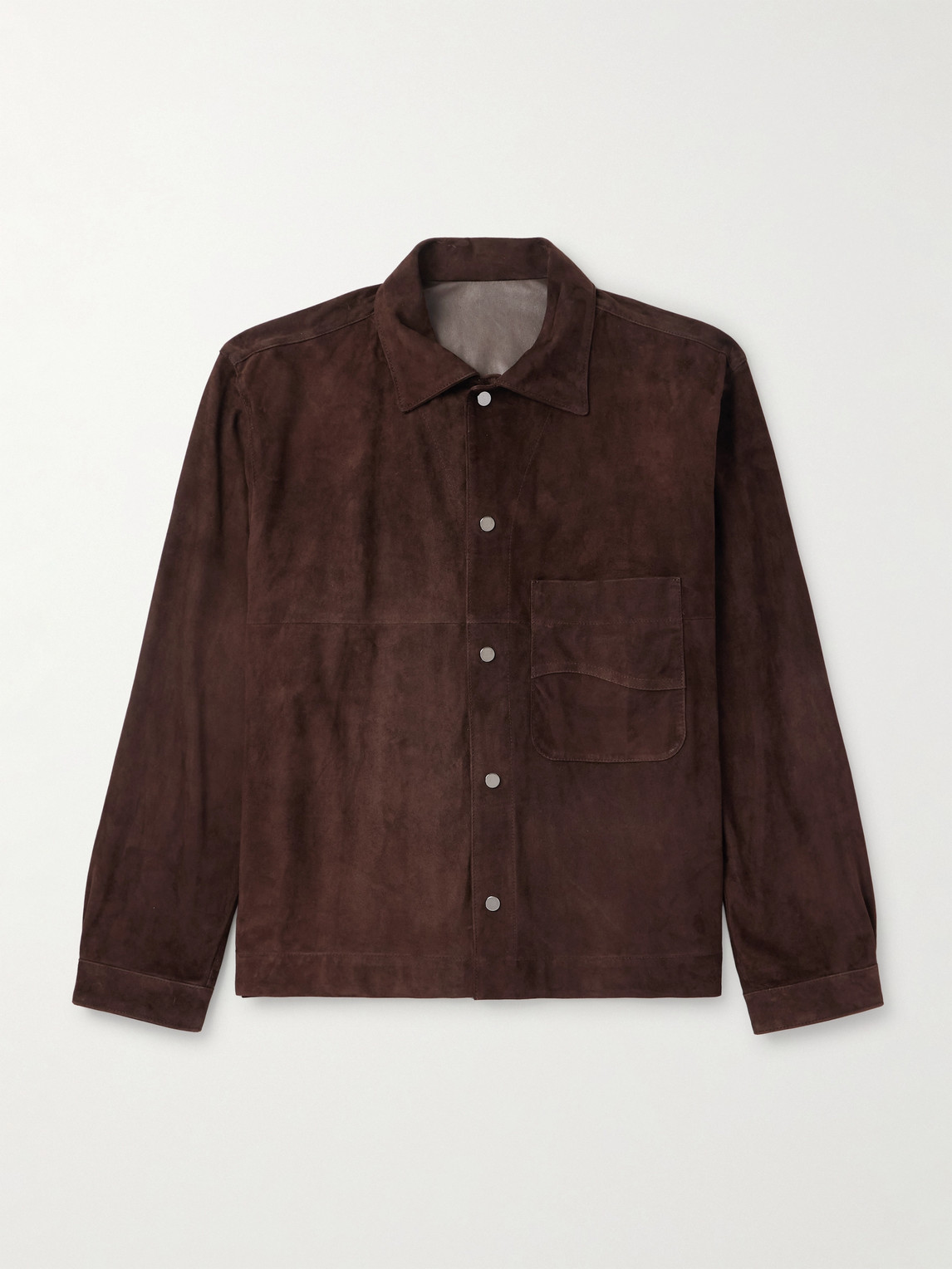 Stòffa Wave Suede Overshirt In Brown