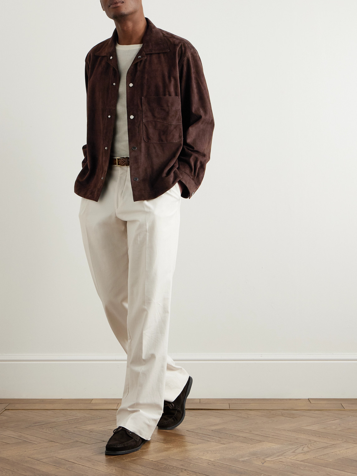 Shop Stòffa Wave Suede Overshirt In Brown