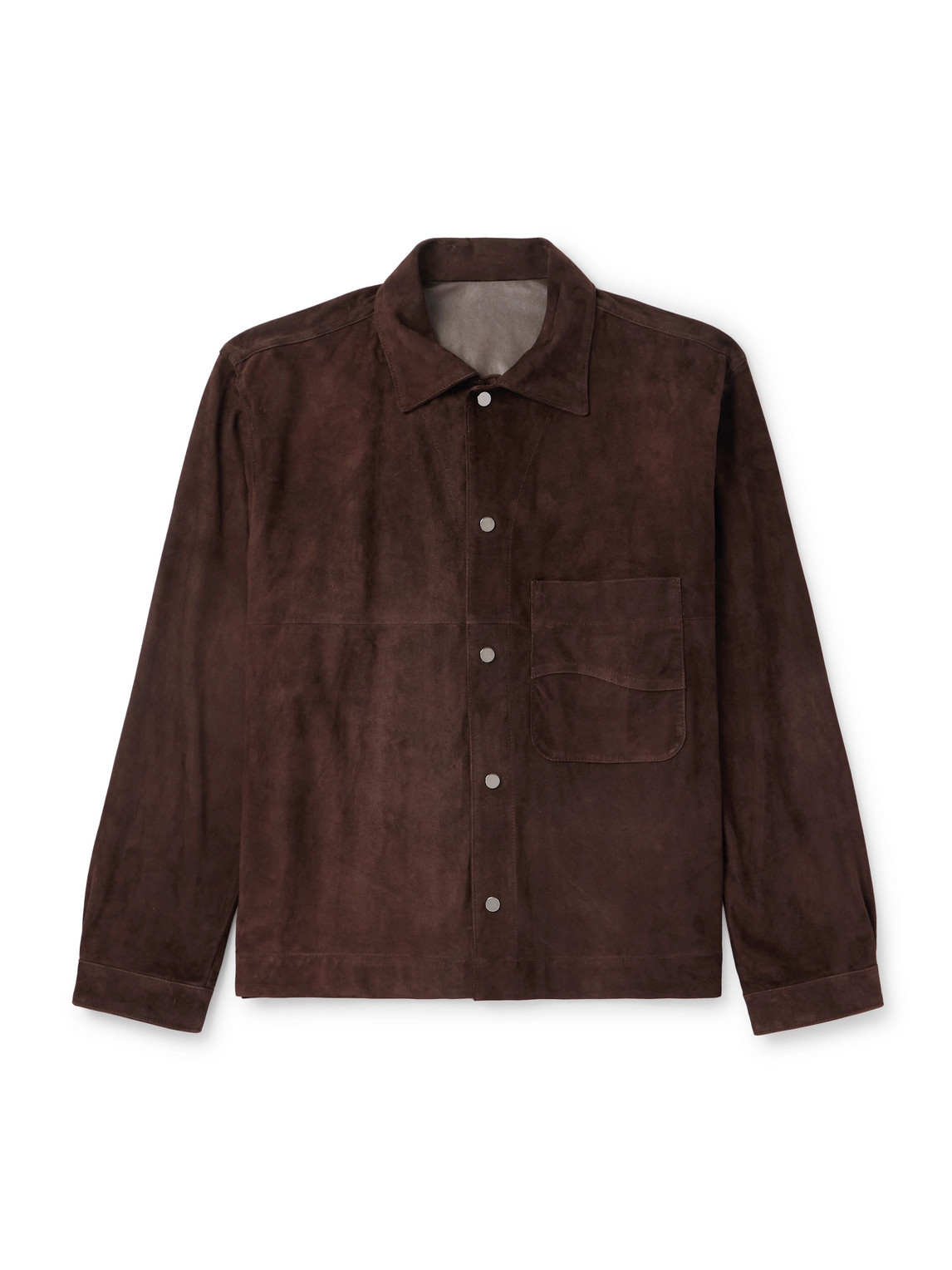 Stòffa Wave Suede Overshirt In Brown