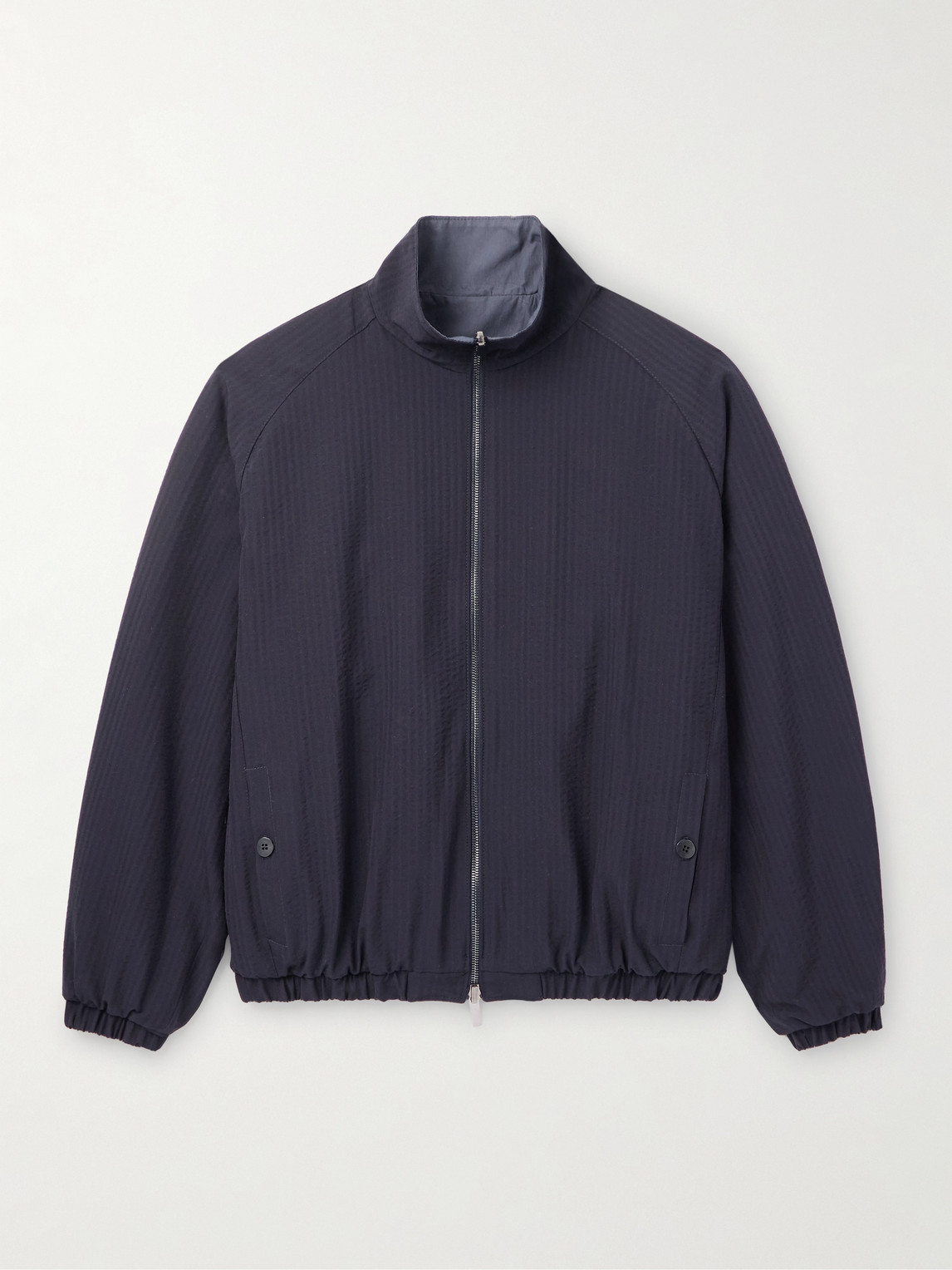Stòffa Reversible Wool-seersucker And Poplin Bomber Jacket In Blue
