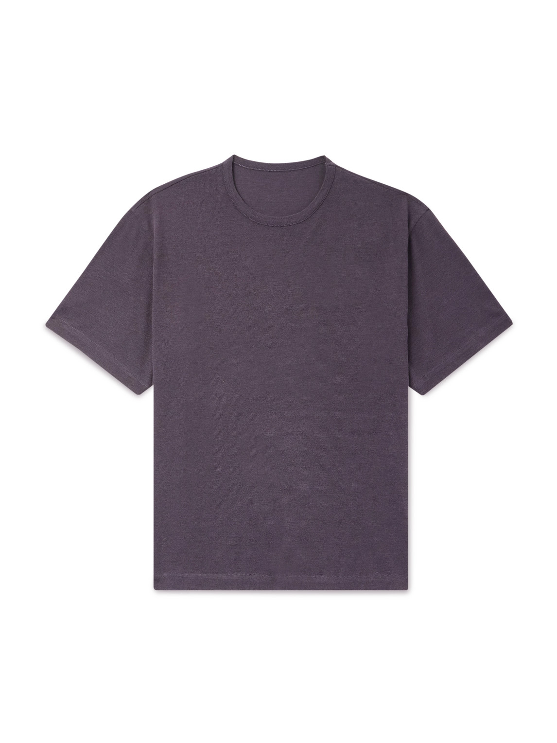 Stòffa Cotton And Silk-blend Piqué T-shirt In Purple