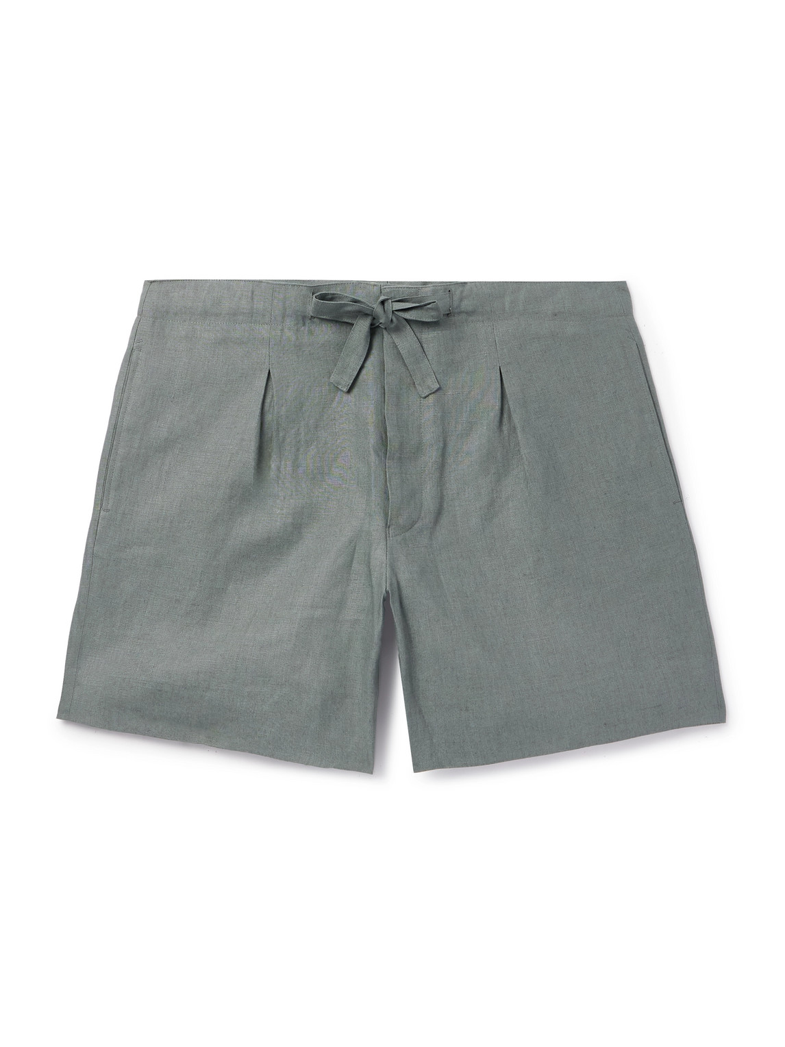 Straight-Leg Linen Drawstring Shorts