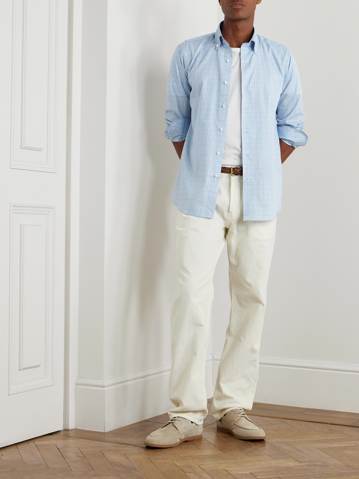 Sorrento Button-Down Collar Checked Cotton-Poplin Shirt — 2