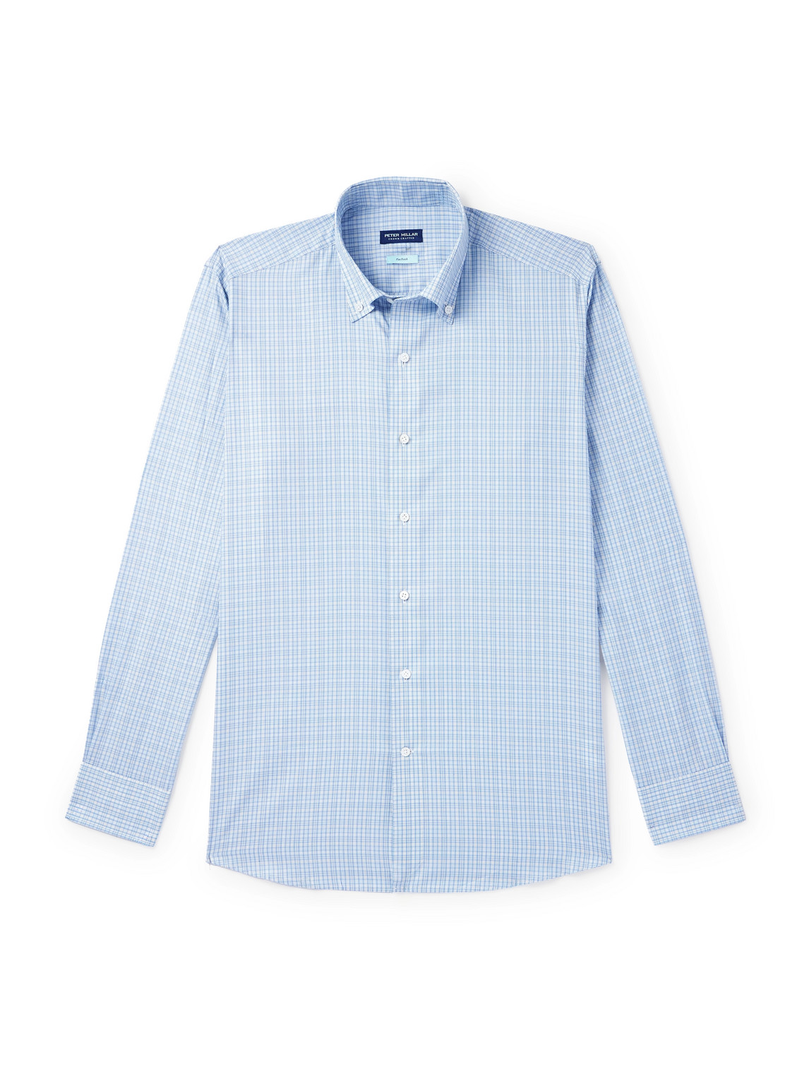 Peter Millar Sorrento Button-down Collar Checked Cotton-poplin Shirt In Blue