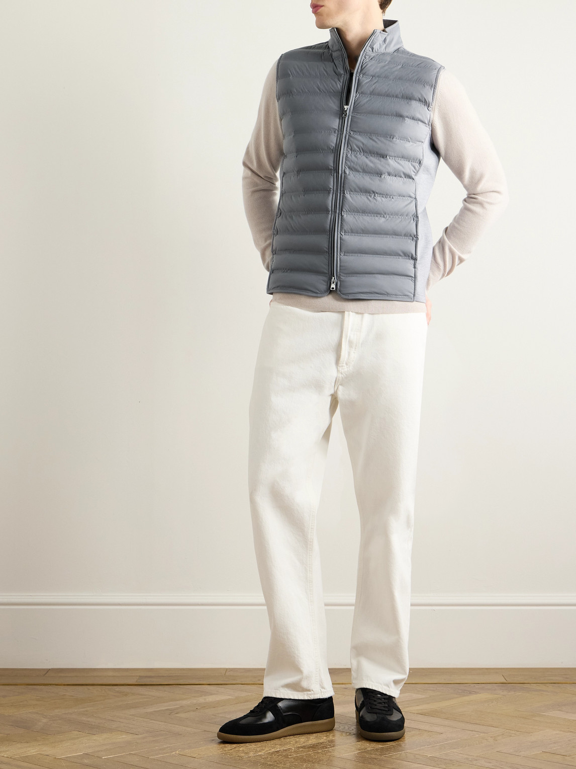 PETER MILLAR WINSOME HYBRID PADDED QUILTED STRETCH-NYLON AND JERSEY GILET