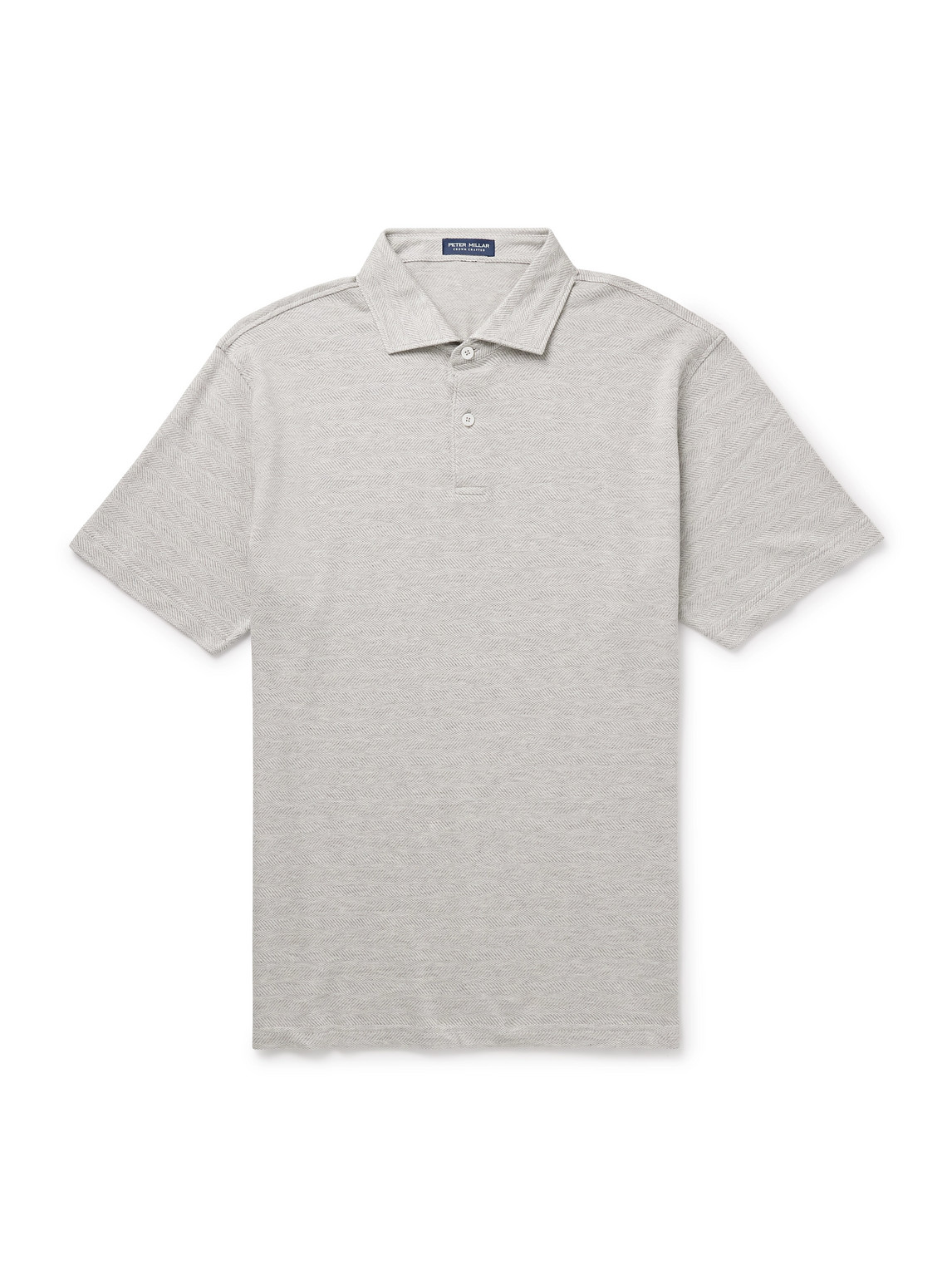 Peter Millar Harris Herringbone Stretch-cotton And Modal-blend Polo Shirt In Grey