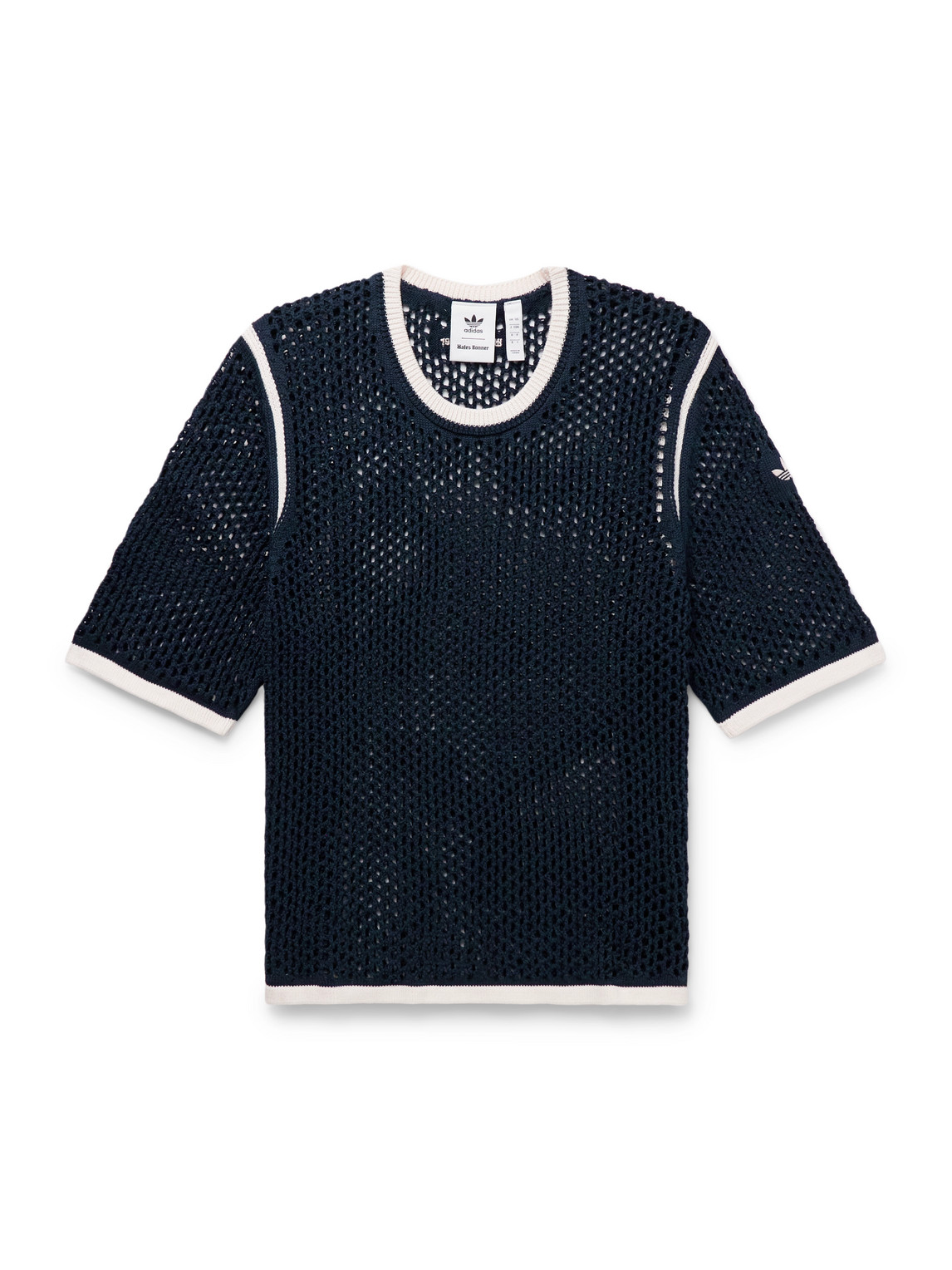 Wales Bonner Logo-Embroidered Open-Knit Cotton-Blend T-Shirt