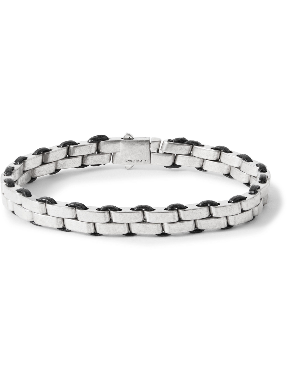 Saint Laurent Oxidised Silver-tone And Leather Chain Bracelet