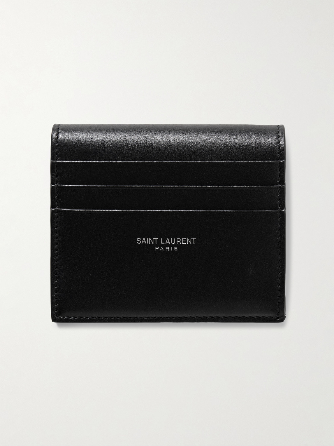 Saint Laurent Logo-print Leather Cardholder In Black