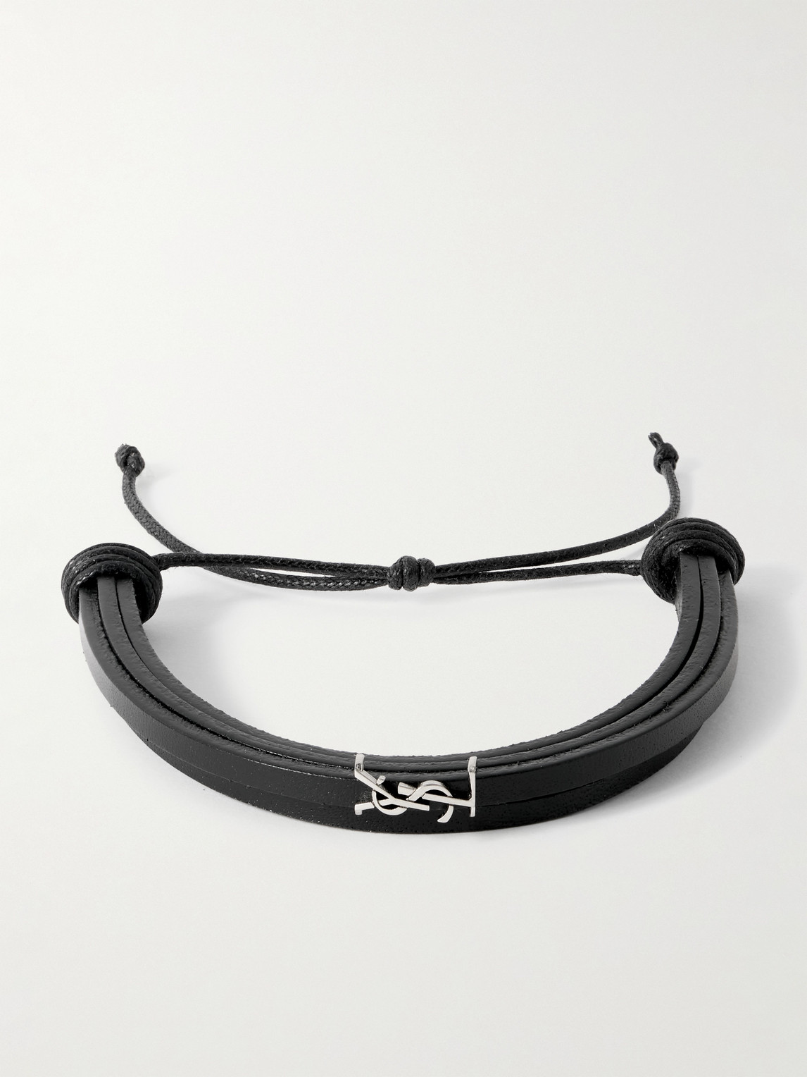 Saint Laurent Cassandre Logo-Embellished Leather Braceleten