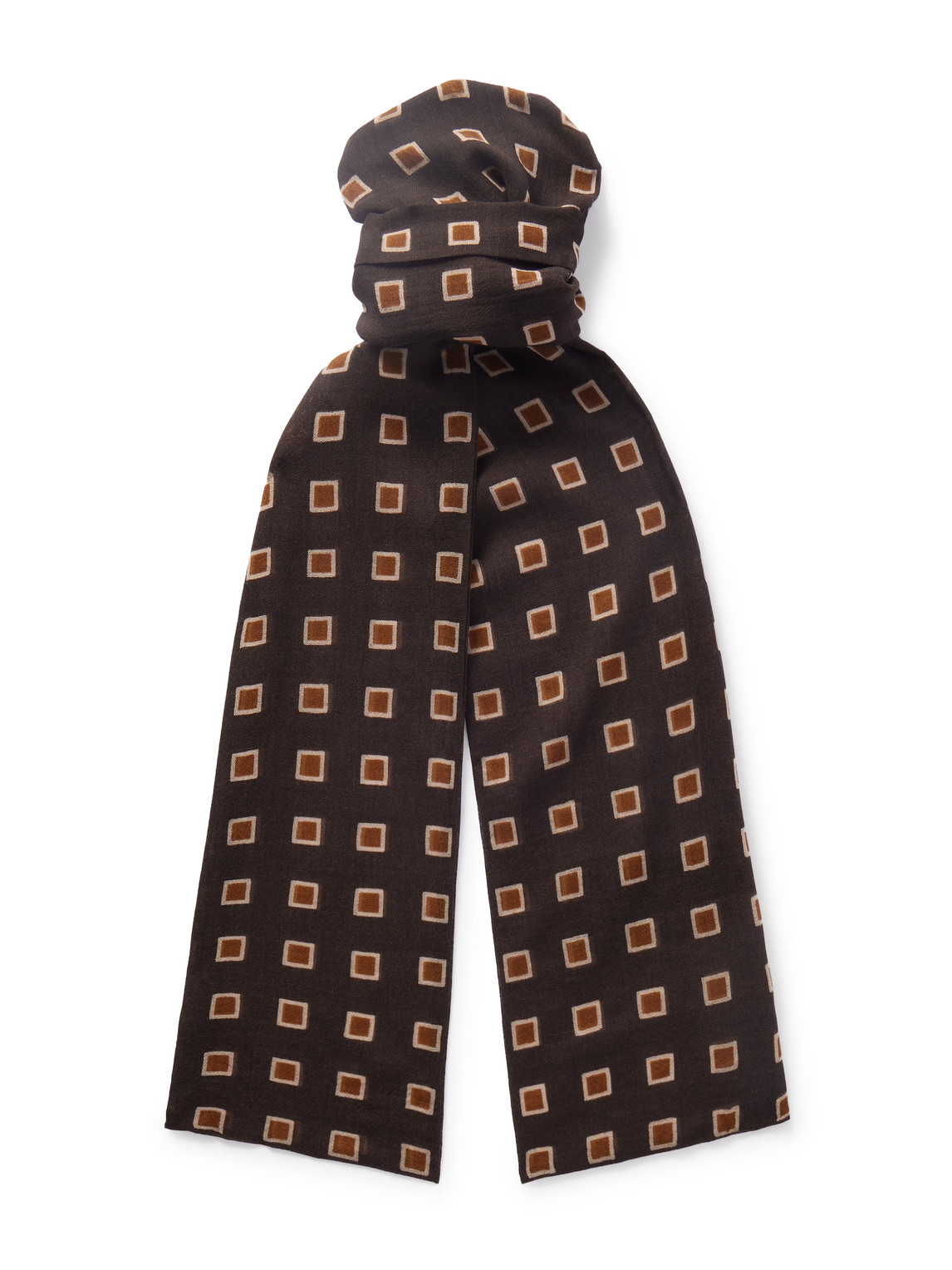 Saint Laurent Printed Wool Scarf In Brown