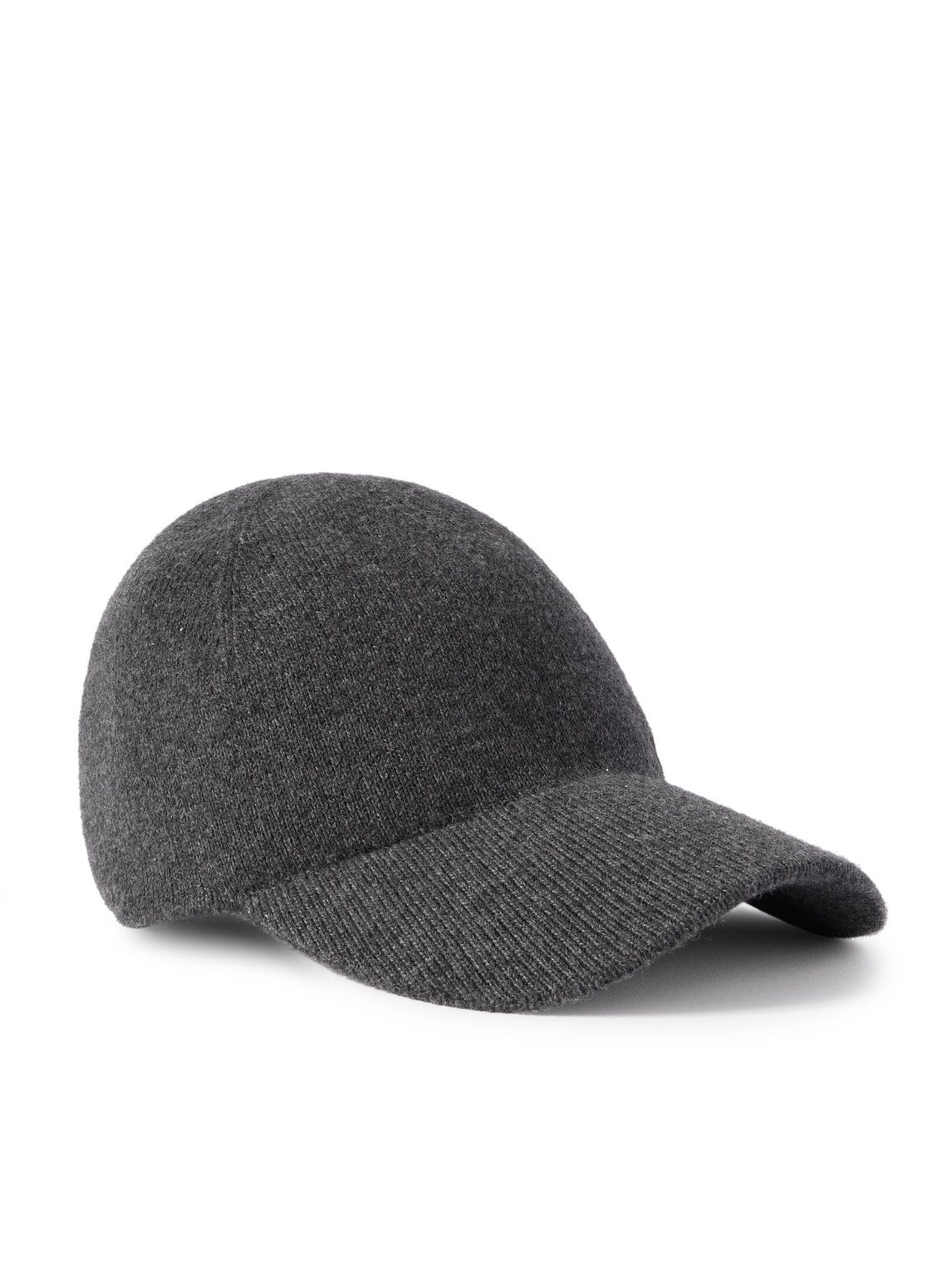 Saint Laurent Logo-embroidered Ribbed Cashmere Baseball Cap In Gray