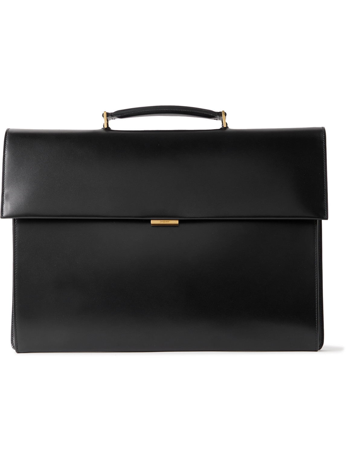 Saint Laurent Leather Briefcase In Black