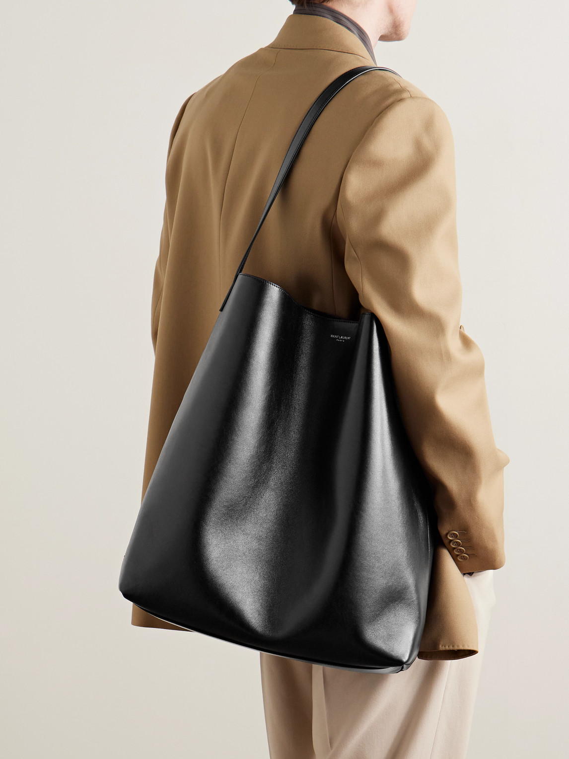 Saint Laurent Bold Leather Tote Bag In Black