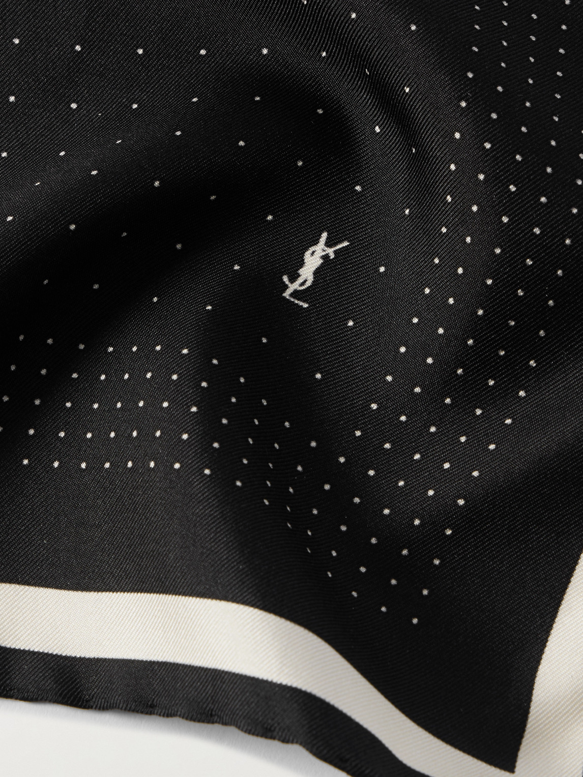 Saint Laurent Printed Silk-twill Scarf In Black