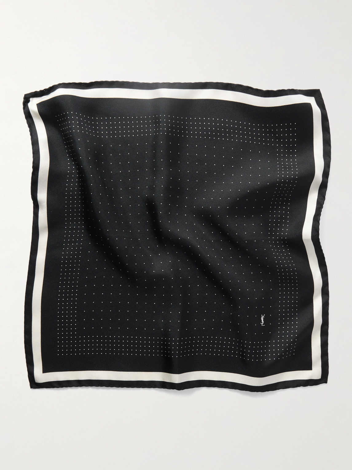 Saint Laurent Printed Silk-twill Scarf In Black