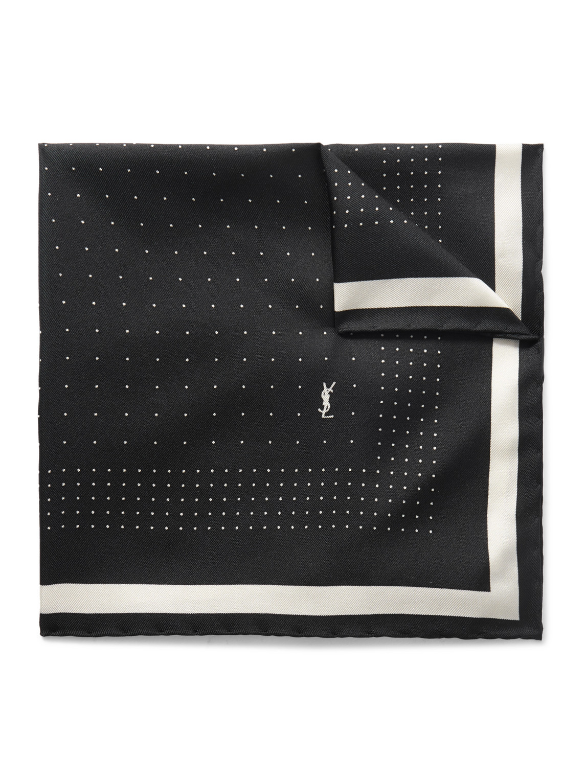 Saint Laurent Printed Silk-twill Scarf In Black