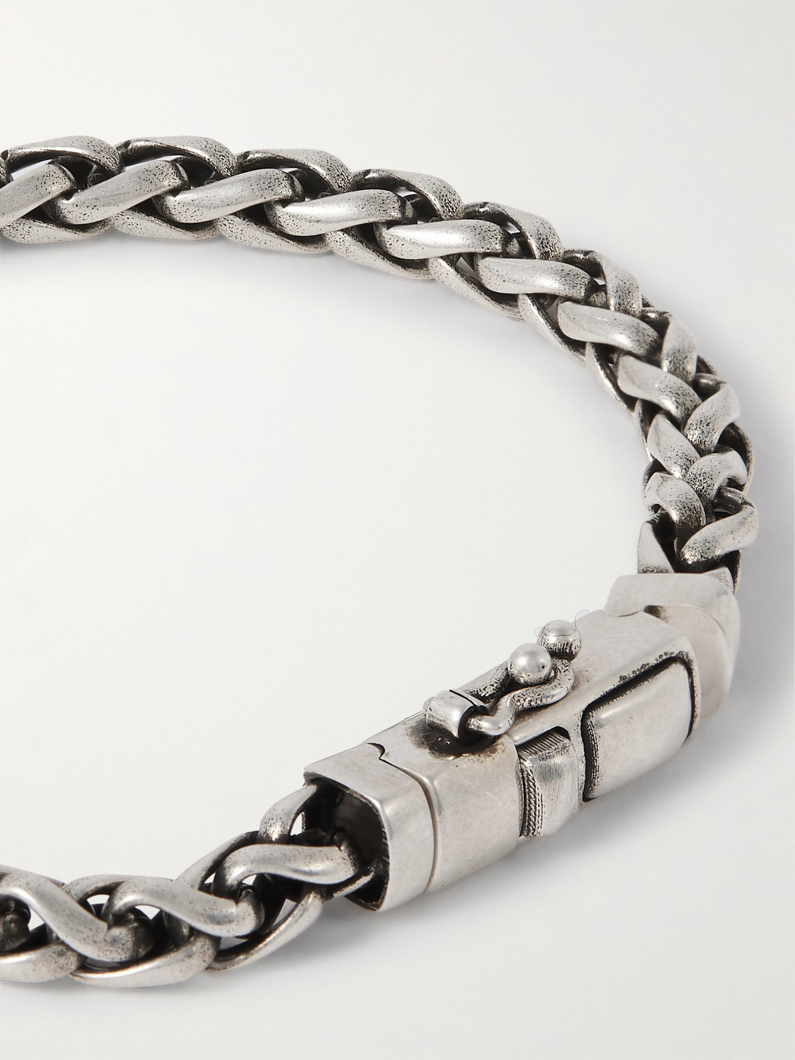 Saint Laurent Oxidised Silver-tone Wheat Chain Bracelet In Silver