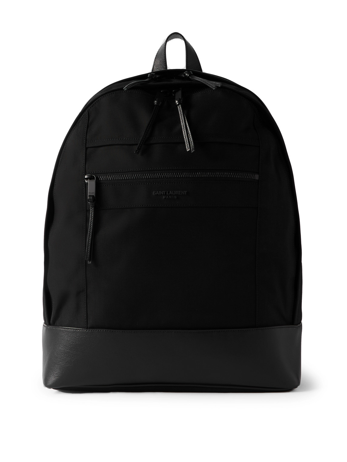 Saint Laurent City Leather-trimmed Recycled-canvas Backpack In Black