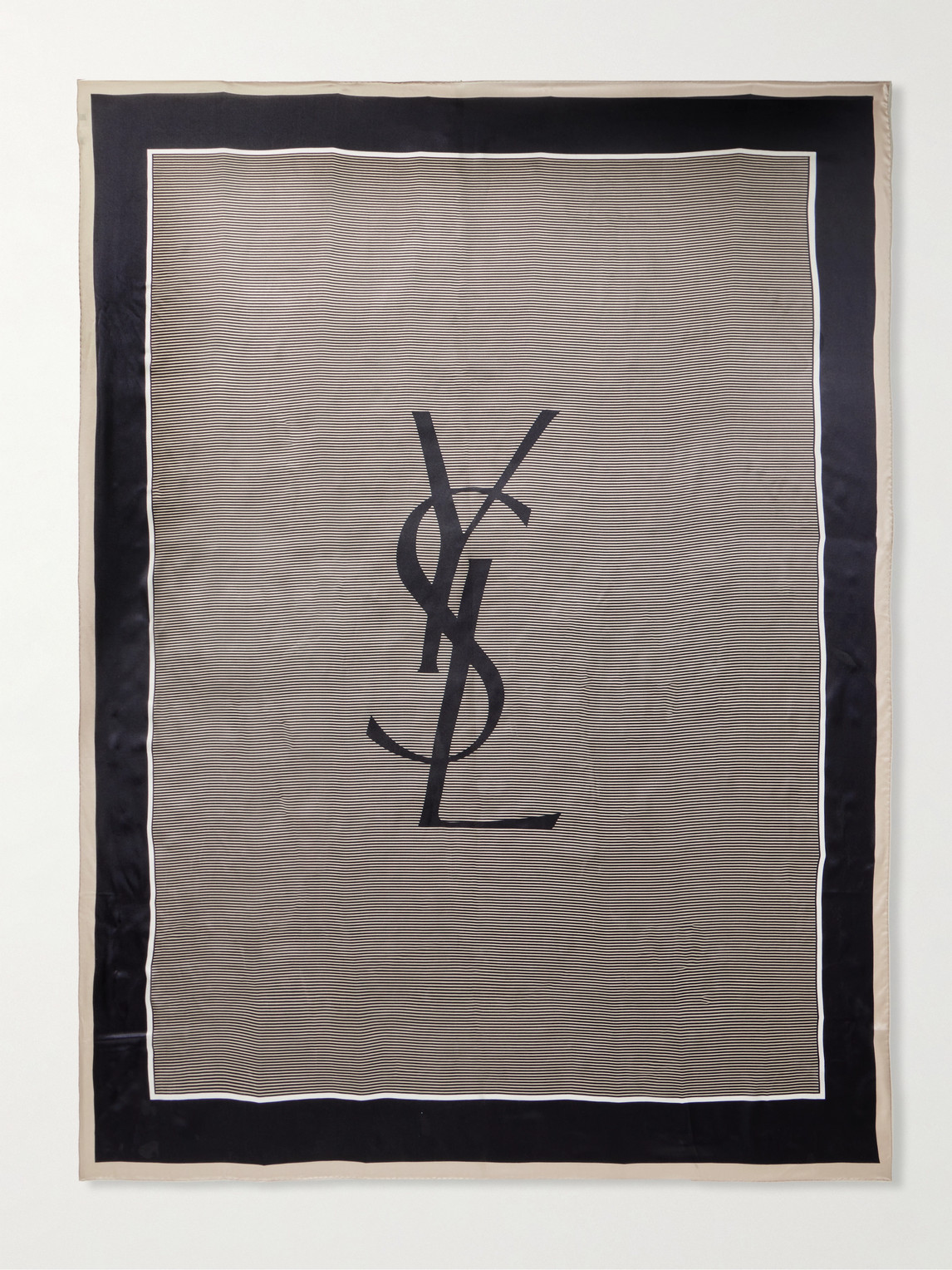 Saint Laurent Logo-Print Striped Silk-Satin Scarf - Men