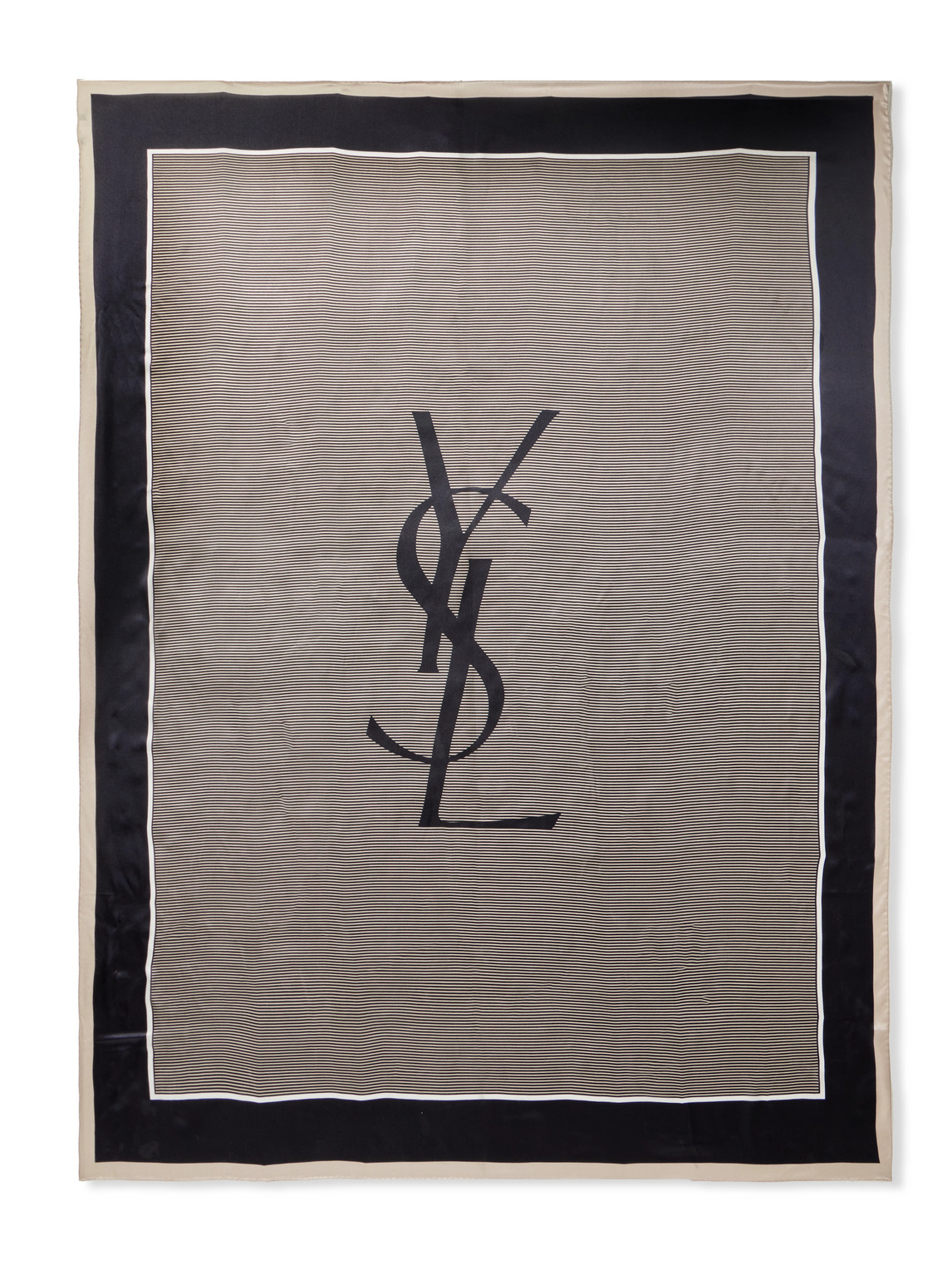 Logo-Print Striped Silk-Satin Scarf