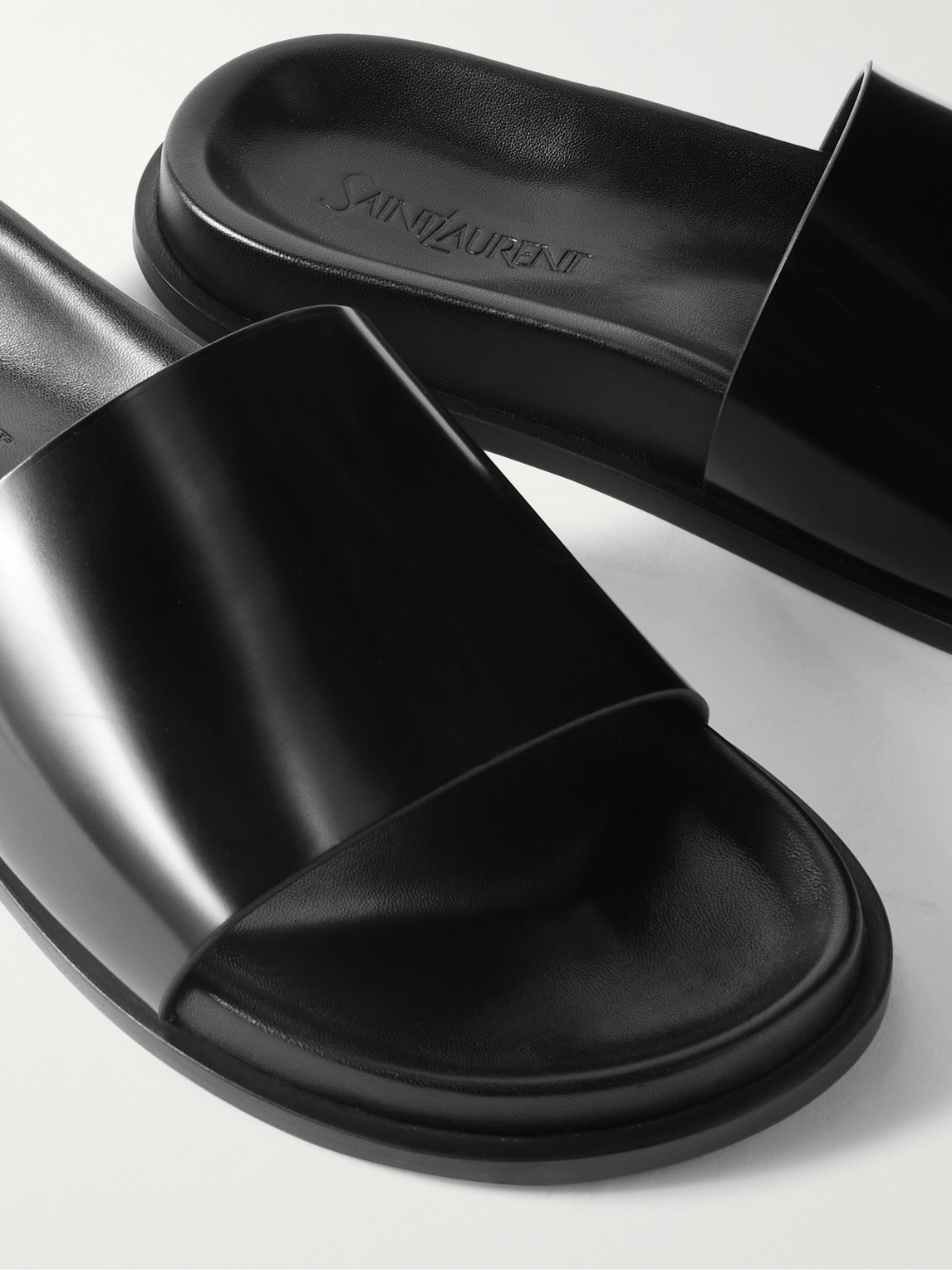 Saint Laurent Nichols Leather Slides In Black