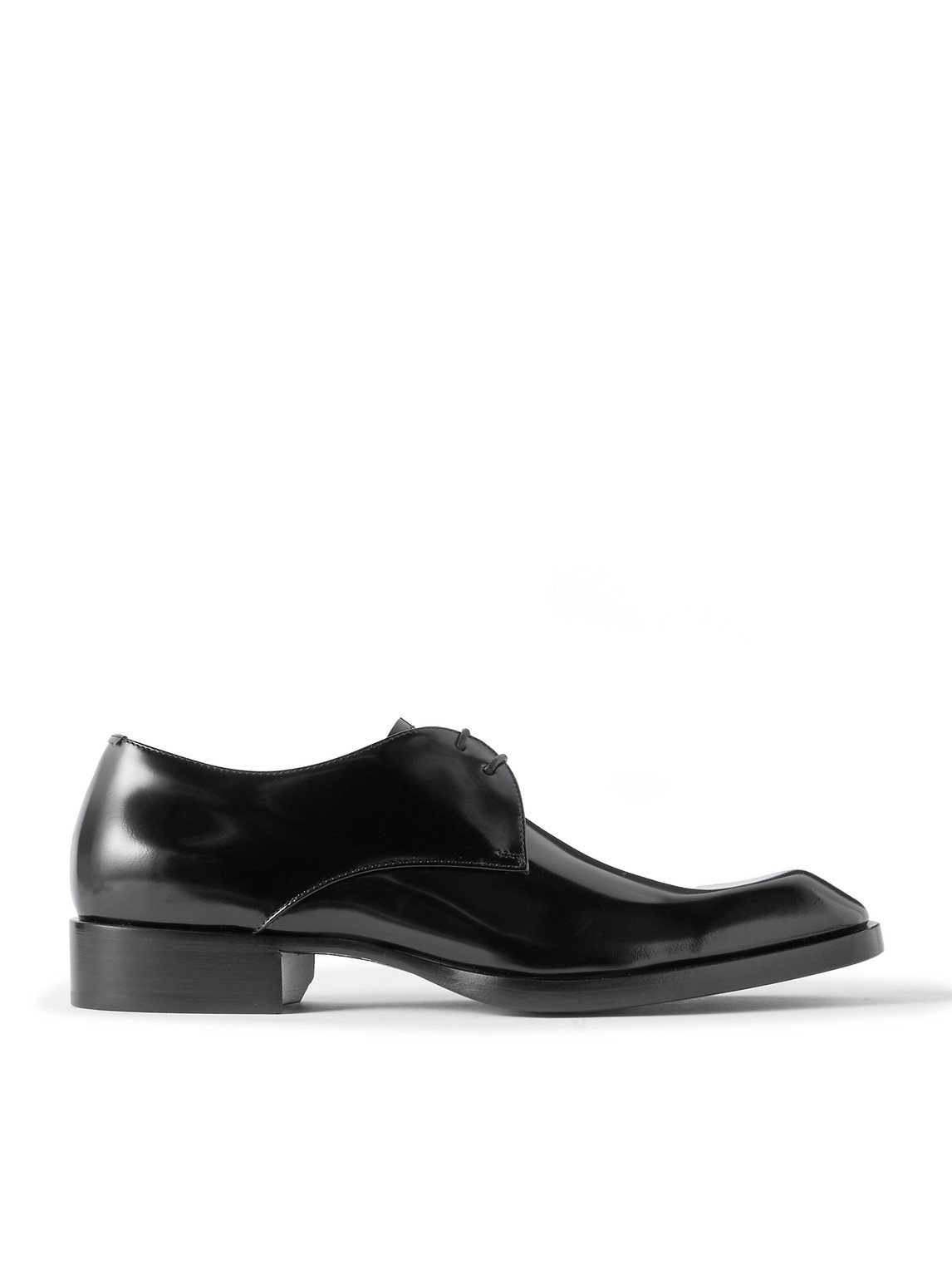 Saint Laurent Vadim Glossed-leather Derby Shoes In Black