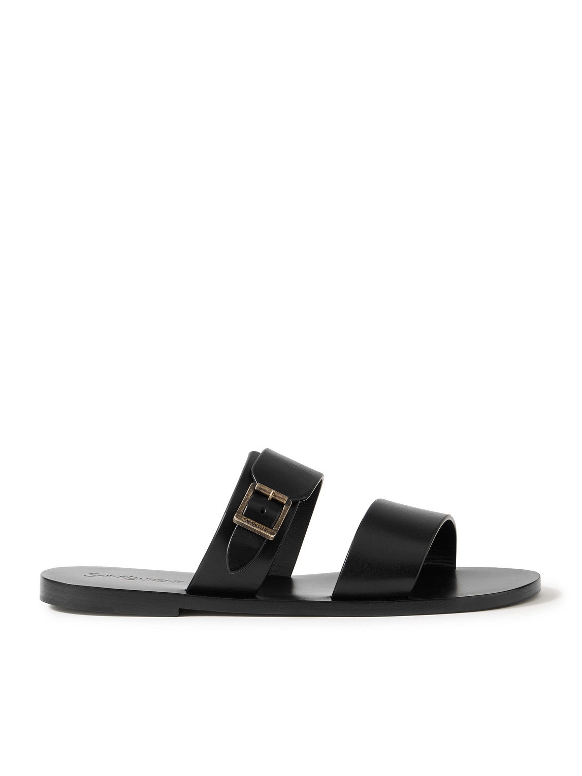 Saint Laurent Ios Buckled Leather Sandals In Black