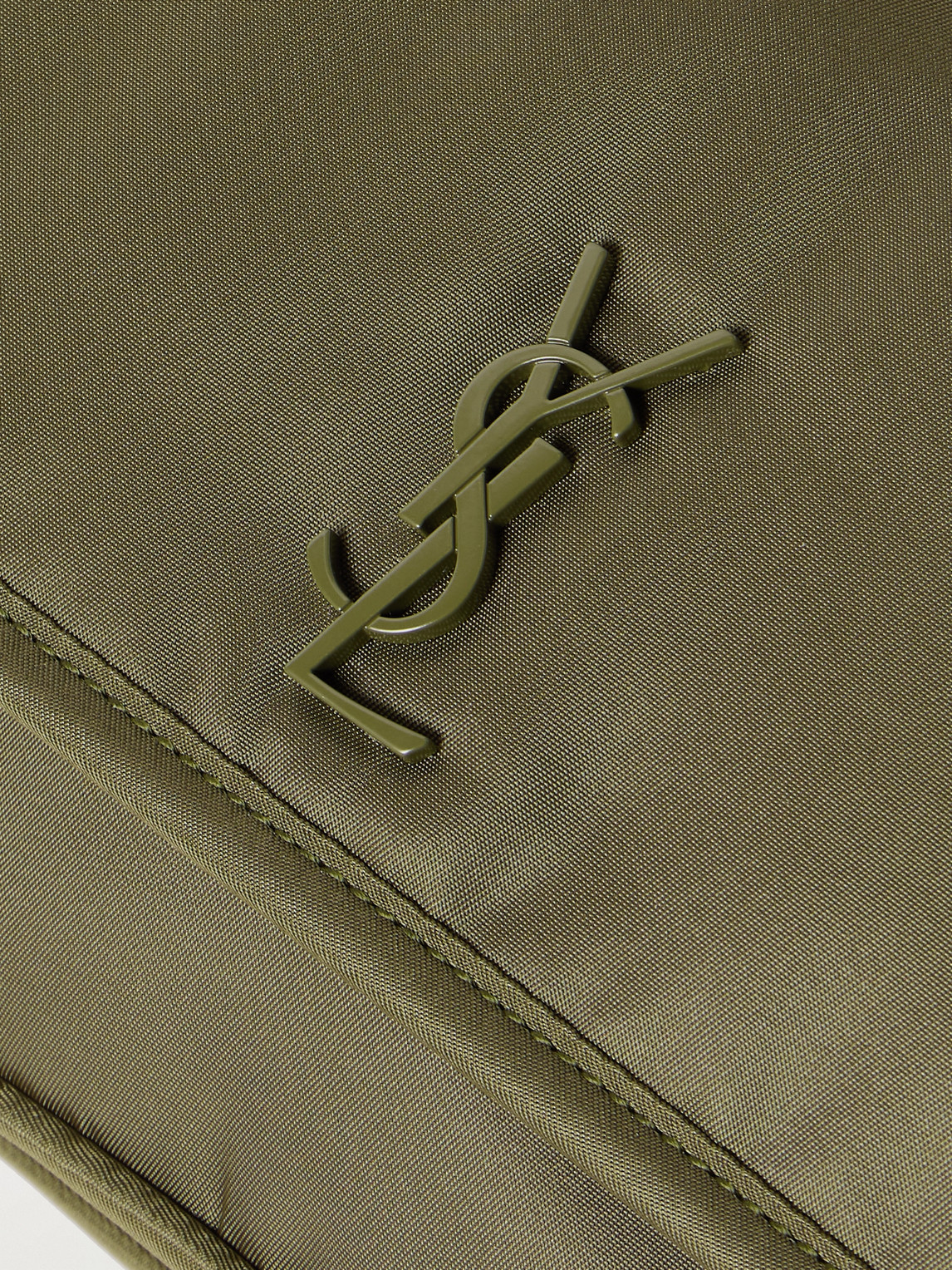 Saint Laurent Niki Small Logo-embellished Leather-trimmed Shell Messenger Bag In Green