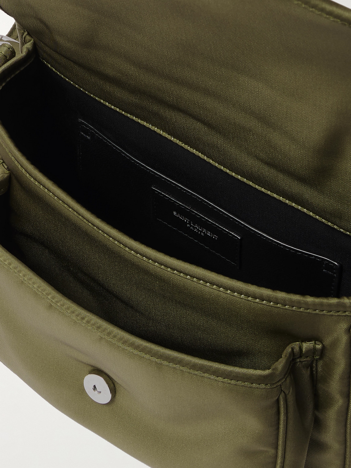 Saint Laurent Niki Small Logo-embellished Leather-trimmed Shell Messenger Bag In Green