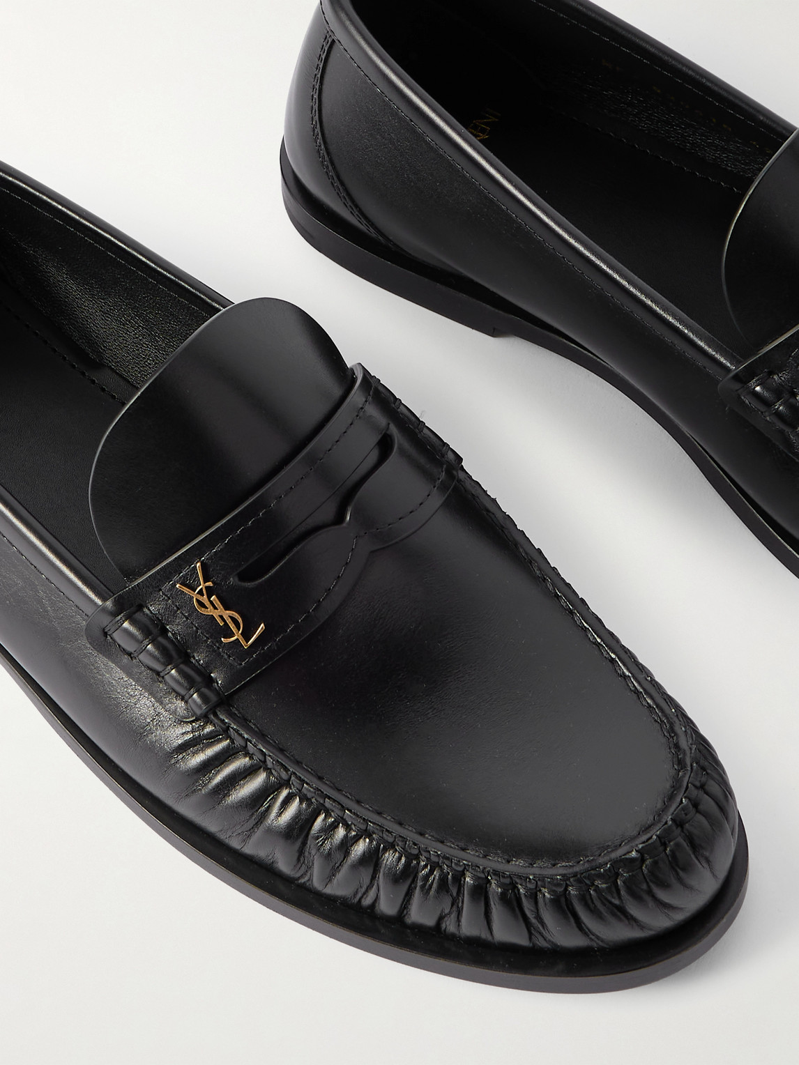 Saint Laurent Laurent Logo-embellished Leather Penny Loafers In Black
